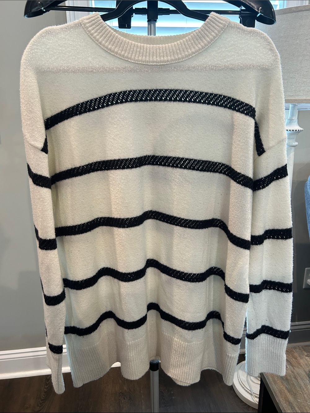 aerie Crewneck Sweater with Black Stripes/ Size Medium